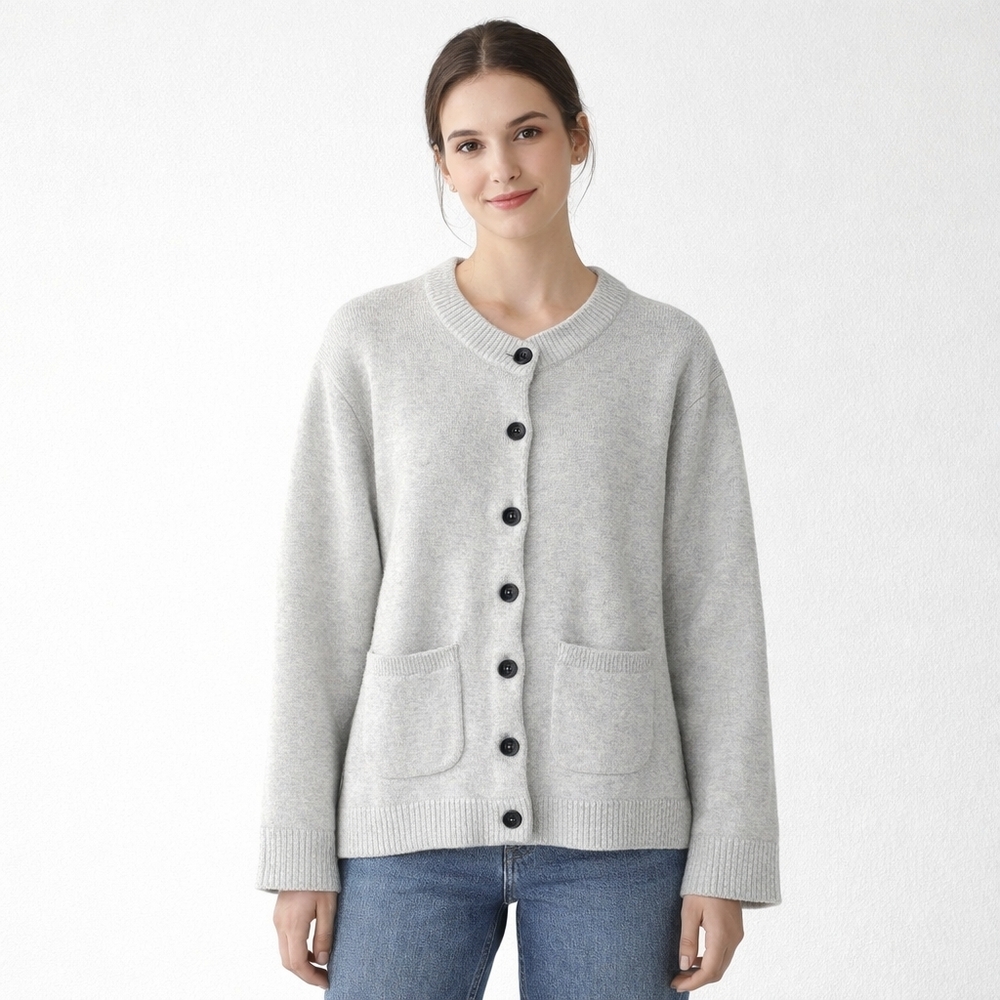 Modern Citizen Eames Organic Cotton And Wool Cardigan Sweater 1X Gray